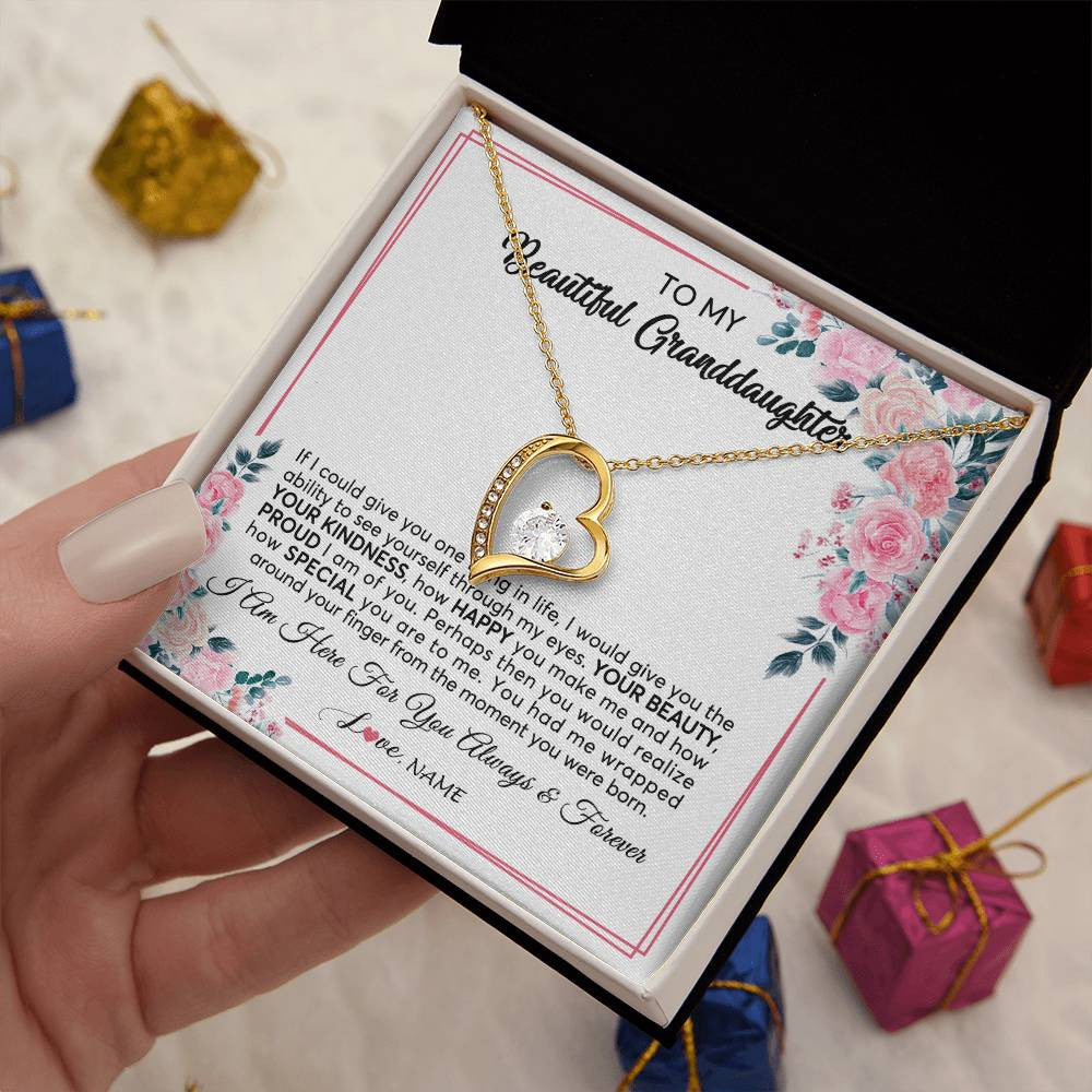 Personalized To My Beautiful Granddaughter Necklace From Grandma I Am Here For You Floral Granddaughter Birthday Christmas Customized Gift Box Message Card