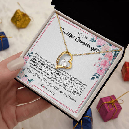Personalized To My Beautiful Granddaughter Necklace From Grandma I Am Here For You Floral Granddaughter Birthday Christmas Customized Gift Box Message Card
