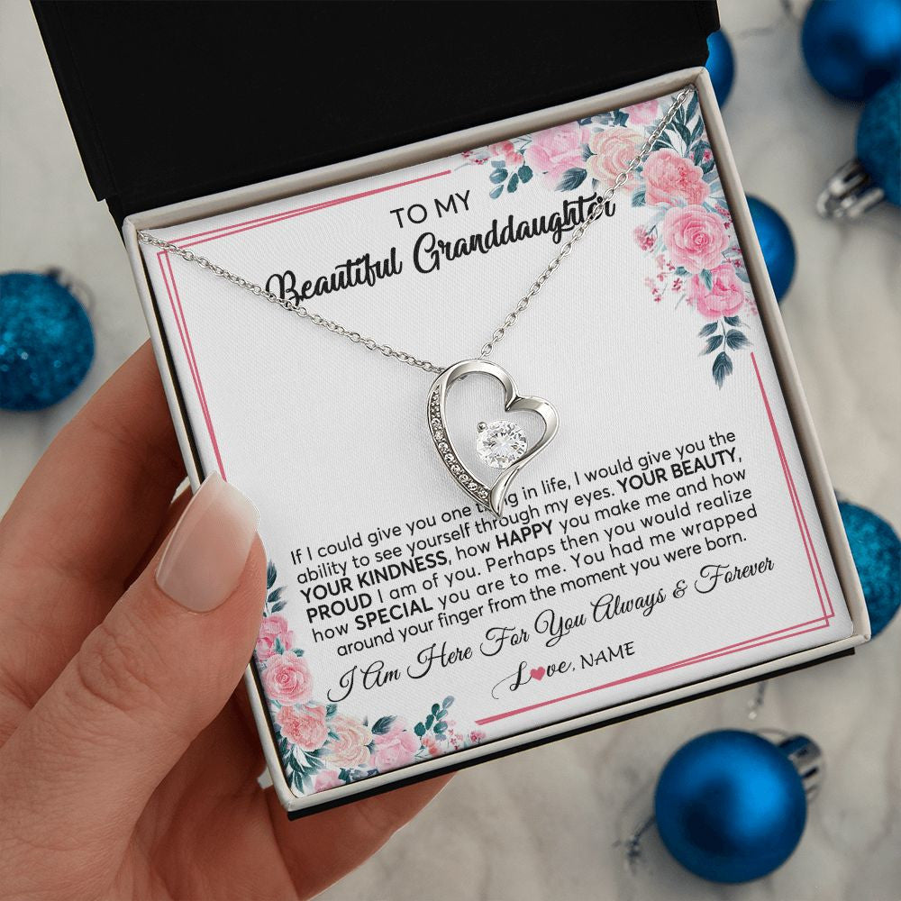 Personalized To My Beautiful Granddaughter Necklace From Grandma I Am Here For You Floral Granddaughter Birthday Christmas Customized Gift Box Message Card