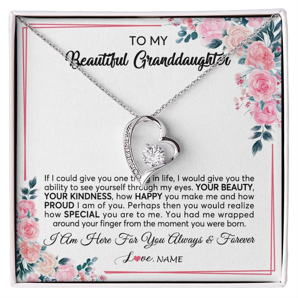 Personalized To My Beautiful Granddaughter Necklace From Grandma I Am Here For You Floral Granddaughter Birthday Christmas Customized Gift Box Message Card