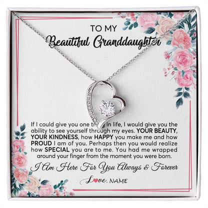 Personalized To My Beautiful Granddaughter Necklace From Grandma I Am Here For You Floral Granddaughter Birthday Christmas Customized Gift Box Message Card