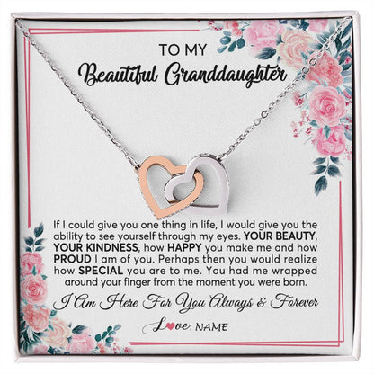 Personalized To My Beautiful Granddaughter Necklace From Grandma I Am Here For You Floral Granddaughter Birthday Christmas Customized Gift Box Message Card