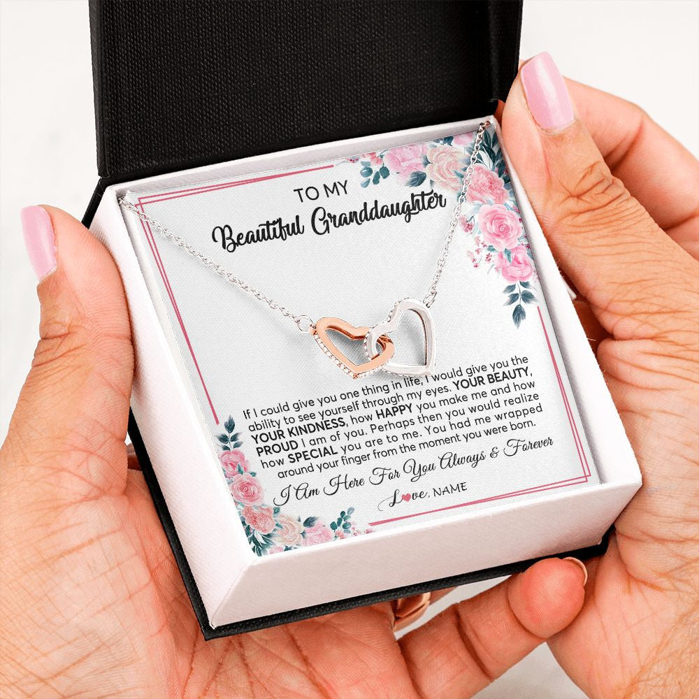 Personalized To My Beautiful Granddaughter Necklace From Grandma I Am Here For You Floral Granddaughter Birthday Christmas Customized Gift Box Message Card