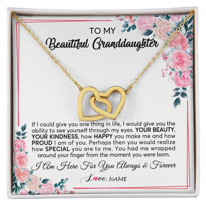Personalized To My Beautiful Granddaughter Necklace From Grandma I Am Here For You Floral Granddaughter Birthday Christmas Customized Gift Box Message Card