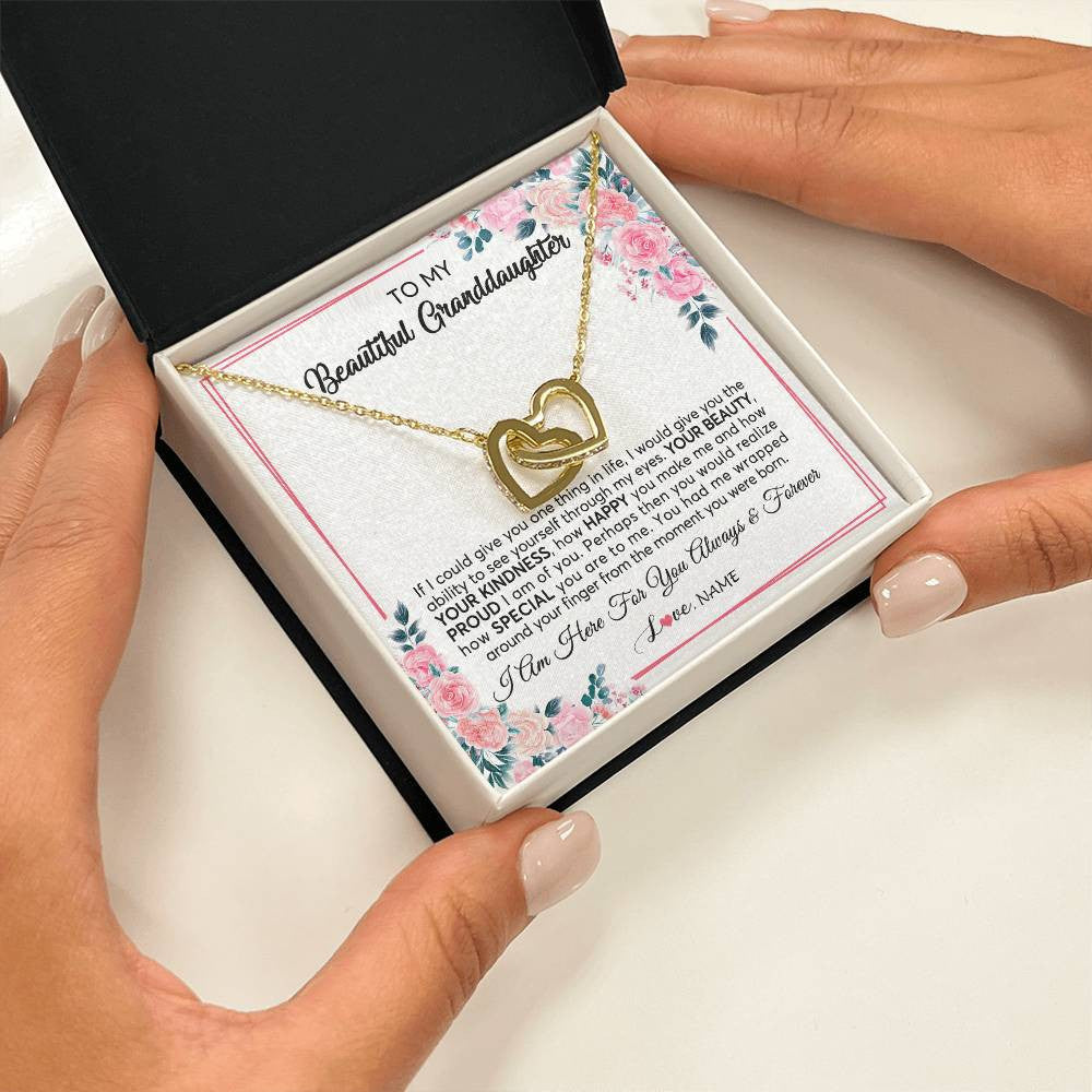 Personalized To My Beautiful Granddaughter Necklace From Grandma I Am Here For You Floral Granddaughter Birthday Christmas Customized Gift Box Message Card