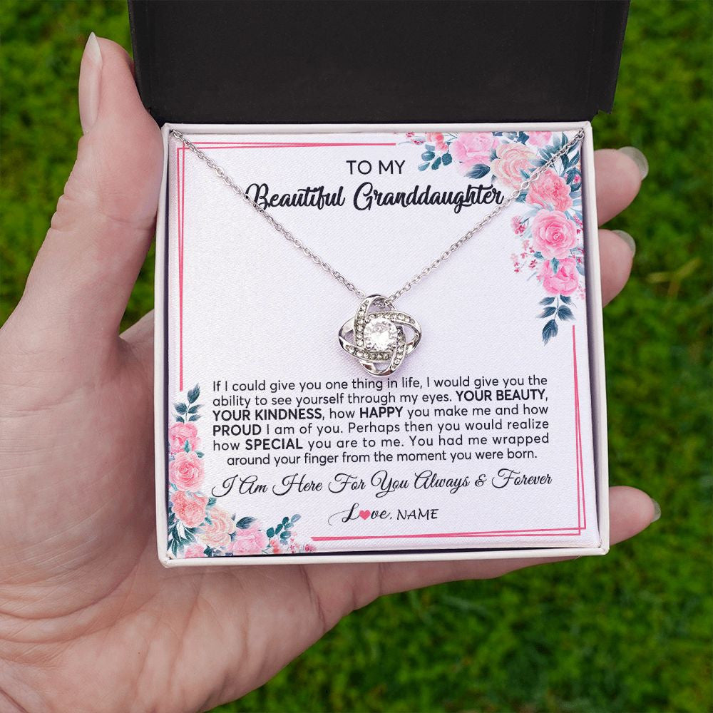 Personalized To My Beautiful Granddaughter Necklace From Grandma I Am Here For You Floral Granddaughter Birthday Christmas Customized Gift Box Message Card