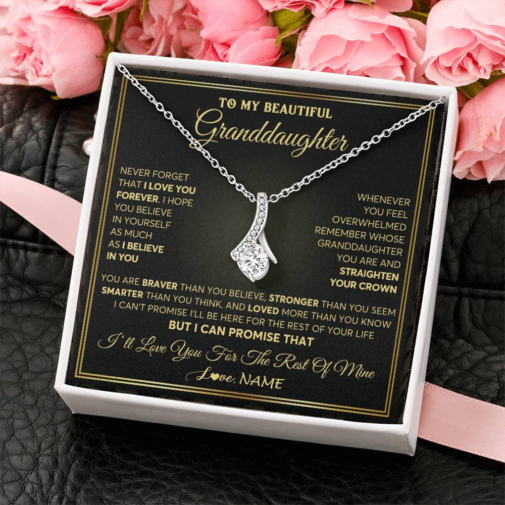 Personalized To My Beautiful Granddaughter Necklace From Grandma I Love You Jewelry Gifts For Granddaughter Birthday Graduation Christmas Gift Box Message Card