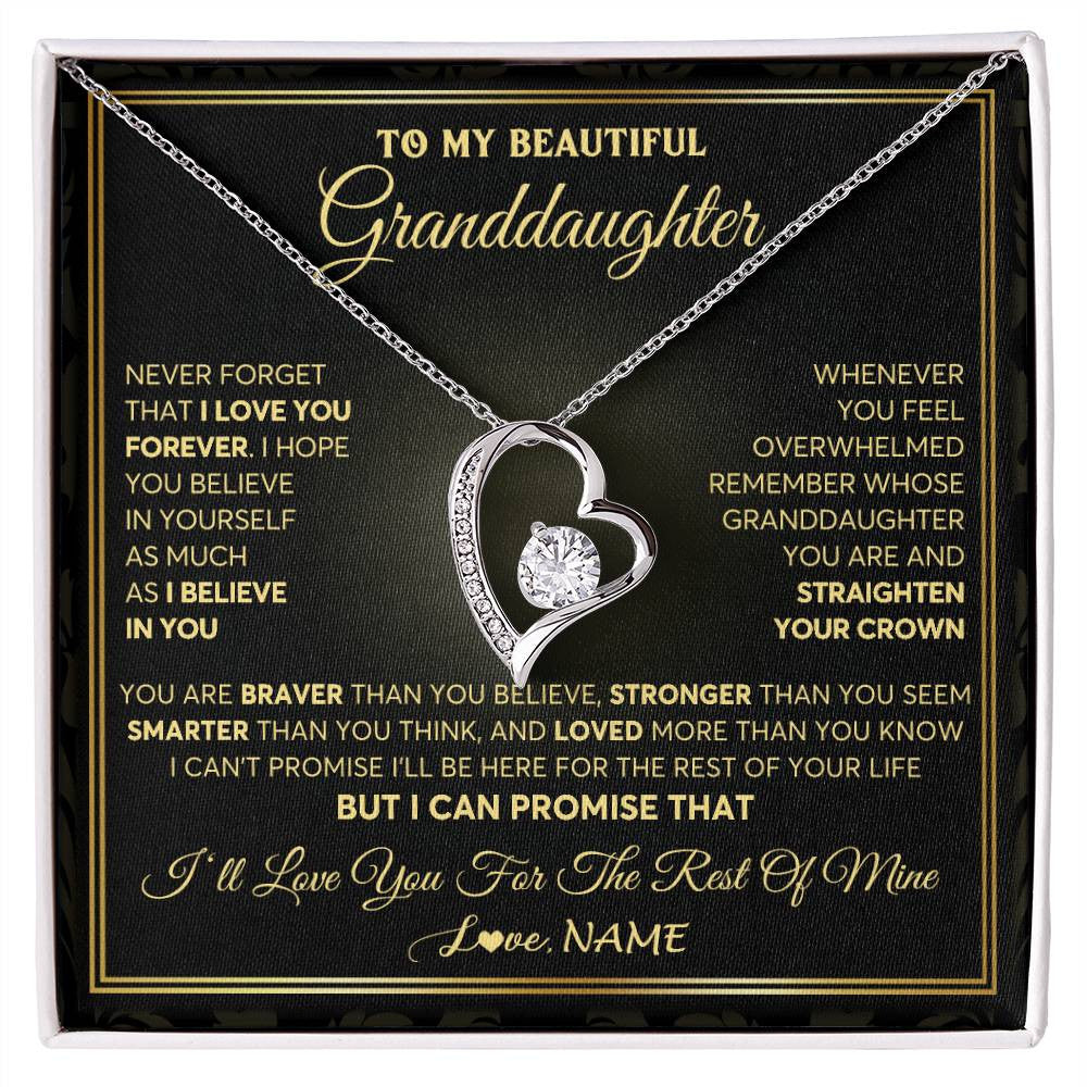 Personalized To My Beautiful Granddaughter Necklace From Grandma I Love You Jewelry Gifts For Granddaughter Birthday Graduation Christmas Gift Box Message Card