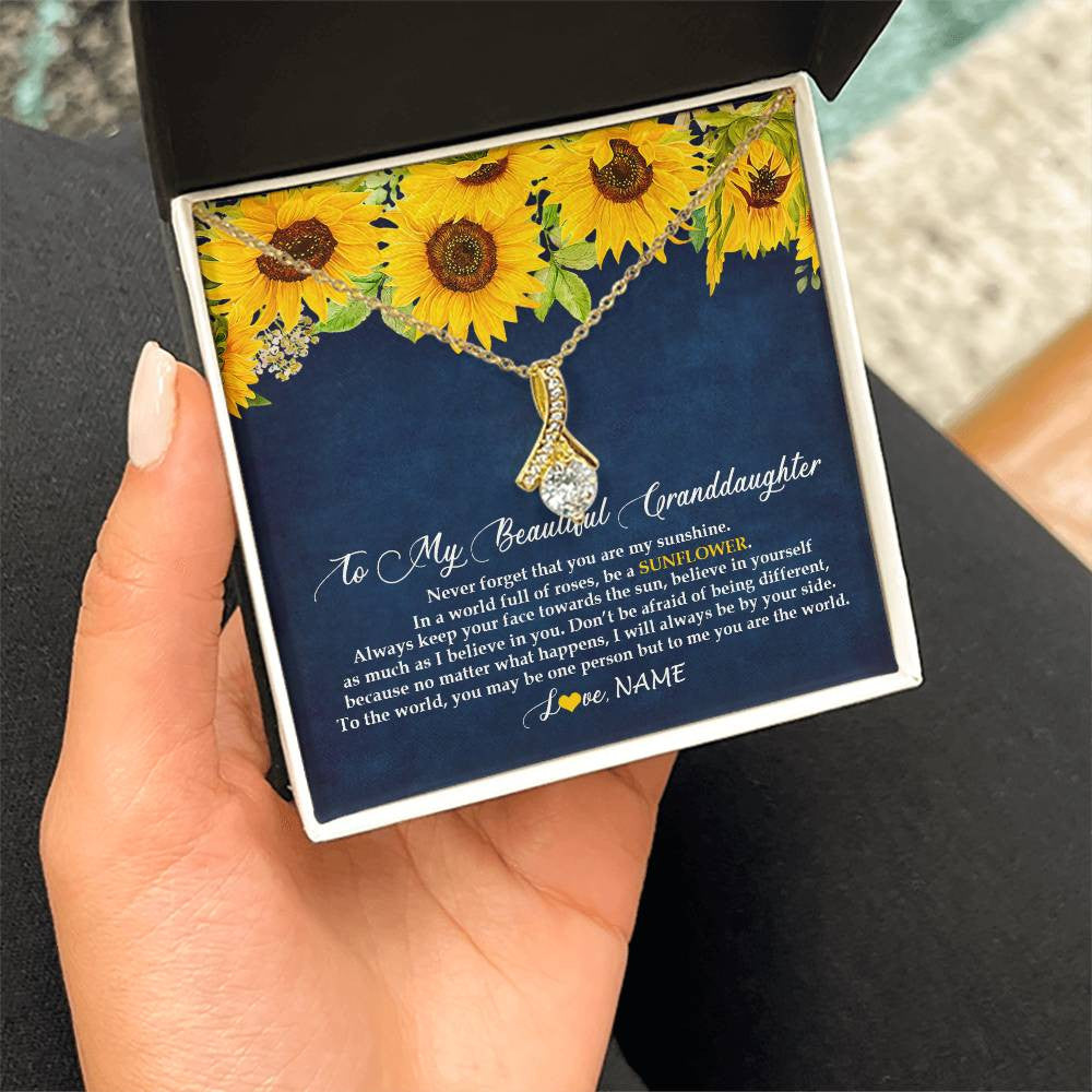 Personalized To My Beautiful Granddaughter Necklace From Grandma Nana Be A Sunflower My Sunshine Granddaughter Birthday Customized Gift Box Message Card