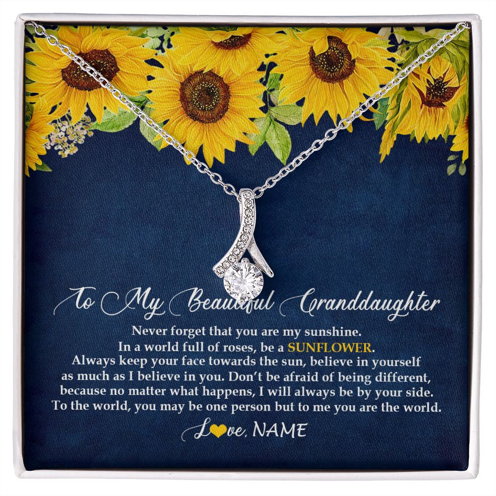 Personalized To My Beautiful Granddaughter Necklace From Grandma Nana Be A Sunflower My Sunshine Granddaughter Birthday Customized Gift Box Message Card