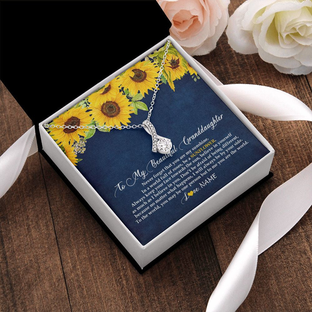Personalized To My Beautiful Granddaughter Necklace From Grandma Nana Be A Sunflower My Sunshine Granddaughter Birthday Customized Gift Box Message Card
