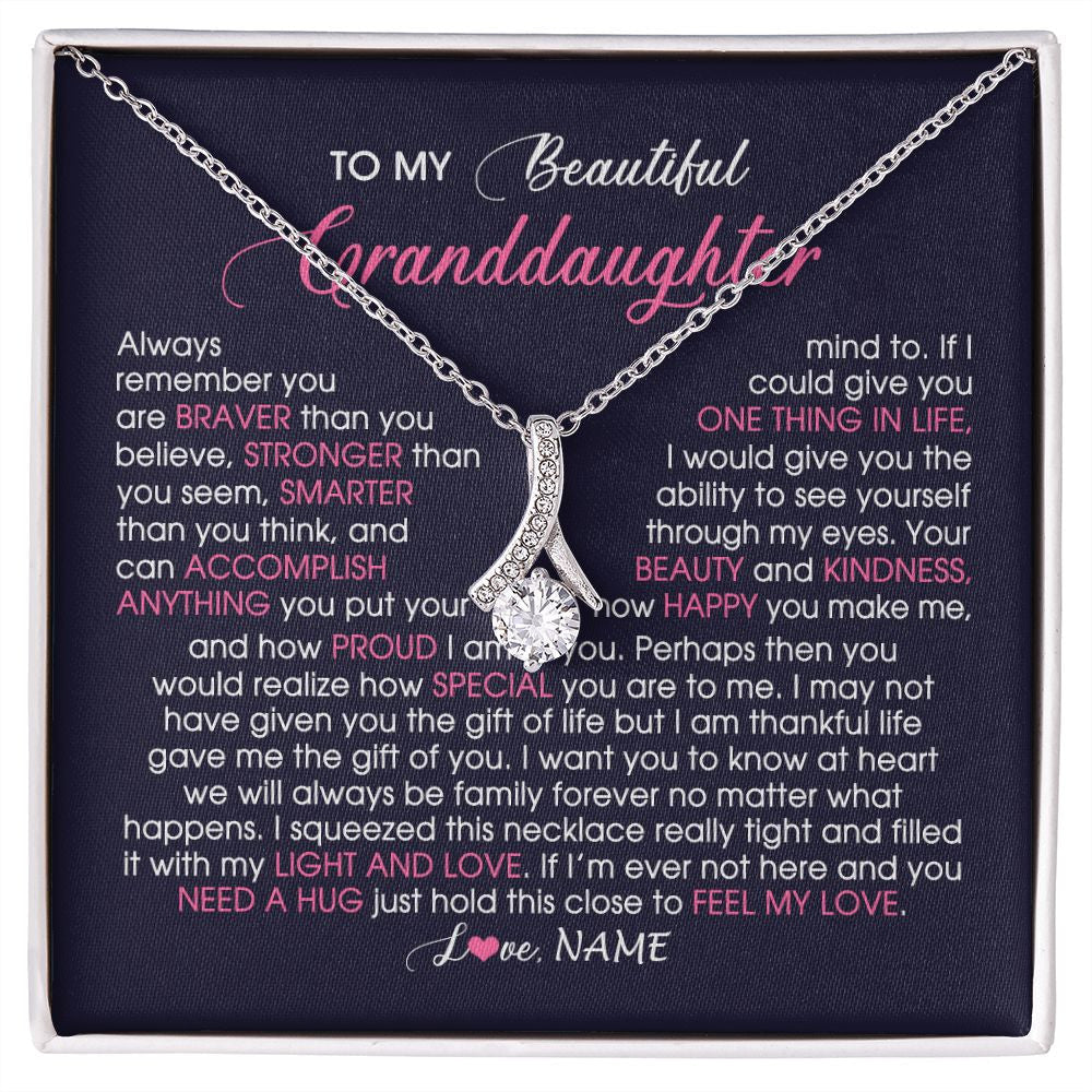Personalized To My Beautiful Granddaughter Necklace From Grandma Nana Feel My Love Granddaughter Birthday Graduation Christmas Customized Gift Box Message Card