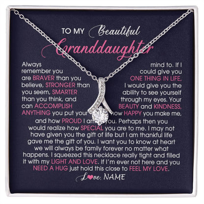 Personalized To My Beautiful Granddaughter Necklace From Grandma Nana Feel My Love Granddaughter Birthday Graduation Christmas Customized Gift Box Message Card