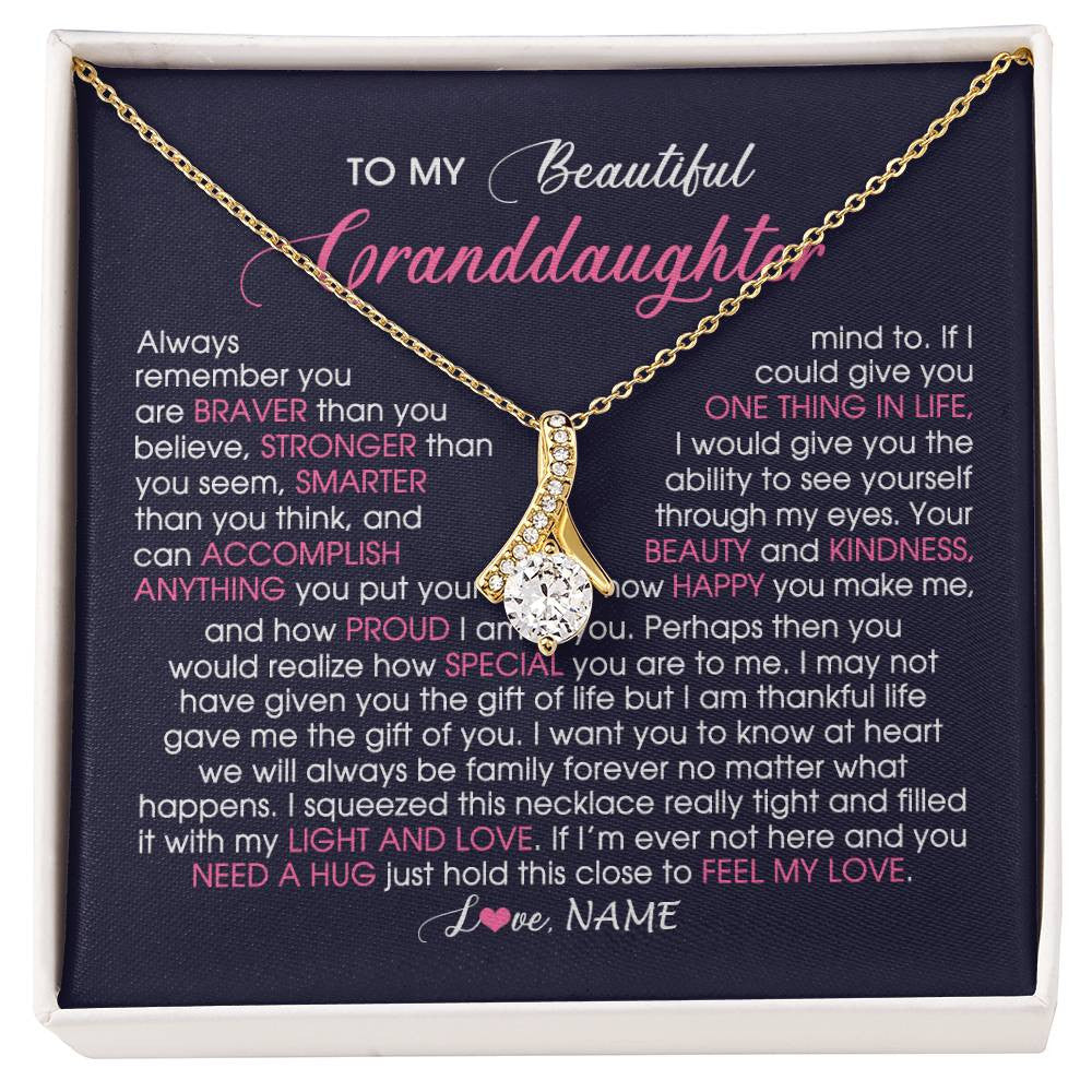Personalized To My Beautiful Granddaughter Necklace From Grandma Nana Feel My Love Granddaughter Birthday Graduation Christmas Customized Gift Box Message Card