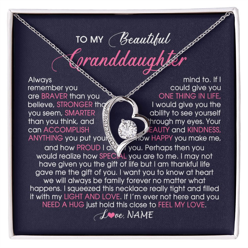 Personalized To My Beautiful Granddaughter Necklace From Grandma Nana Feel My Love Granddaughter Birthday Graduation Christmas Customized Gift Box Message Card