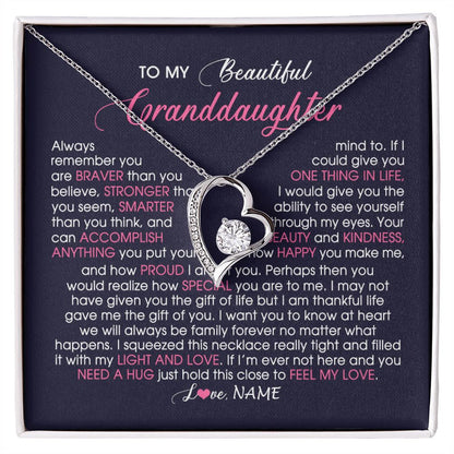 Personalized To My Beautiful Granddaughter Necklace From Grandma Nana Feel My Love Granddaughter Birthday Graduation Christmas Customized Gift Box Message Card