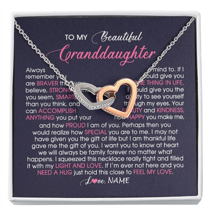 Personalized To My Beautiful Granddaughter Necklace From Grandma Nana Feel My Love Granddaughter Birthday Graduation Christmas Customized Gift Box Message Card