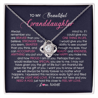 Personalized To My Beautiful Granddaughter Necklace From Grandma Nana Feel My Love Granddaughter Birthday Graduation Christmas Customized Gift Box Message Card