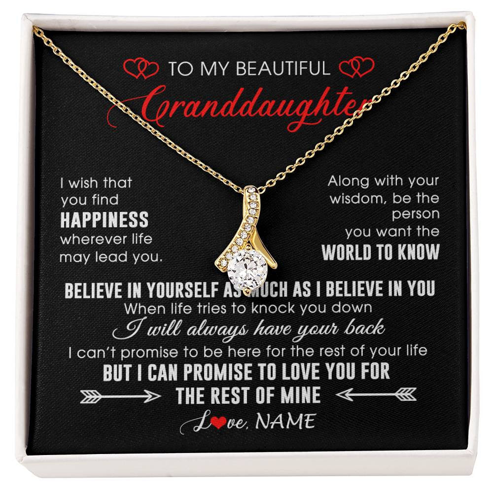 Personalized To My Beautiful Granddaughter Necklace From Grandma Papa Happiness Wherever Life Birthday Graduation Christmas Customized Gift Box Message Card