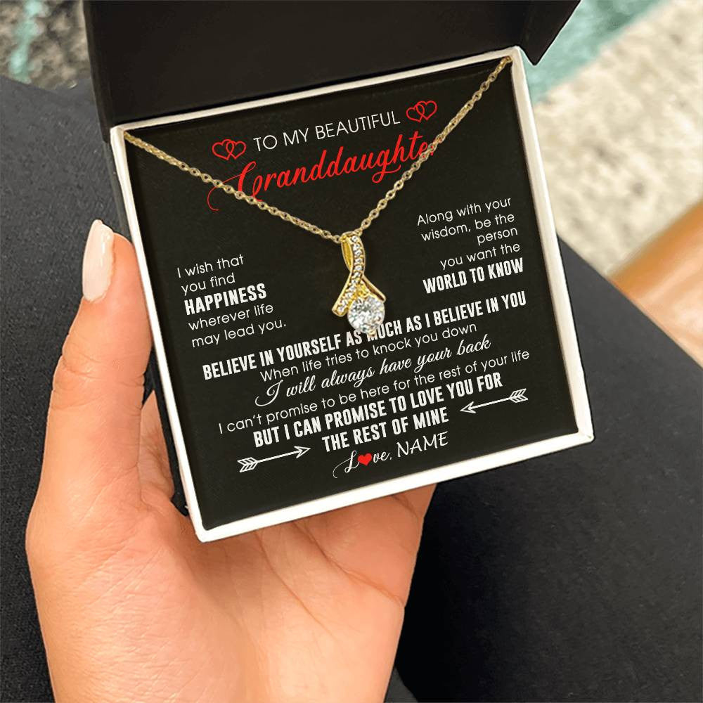 Personalized To My Beautiful Granddaughter Necklace From Grandma Papa Happiness Wherever Life Birthday Graduation Christmas Customized Gift Box Message Card