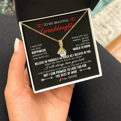 Personalized To My Beautiful Granddaughter Necklace From Grandma Papa Happiness Wherever Life Birthday Graduation Christmas Customized Gift Box Message Card