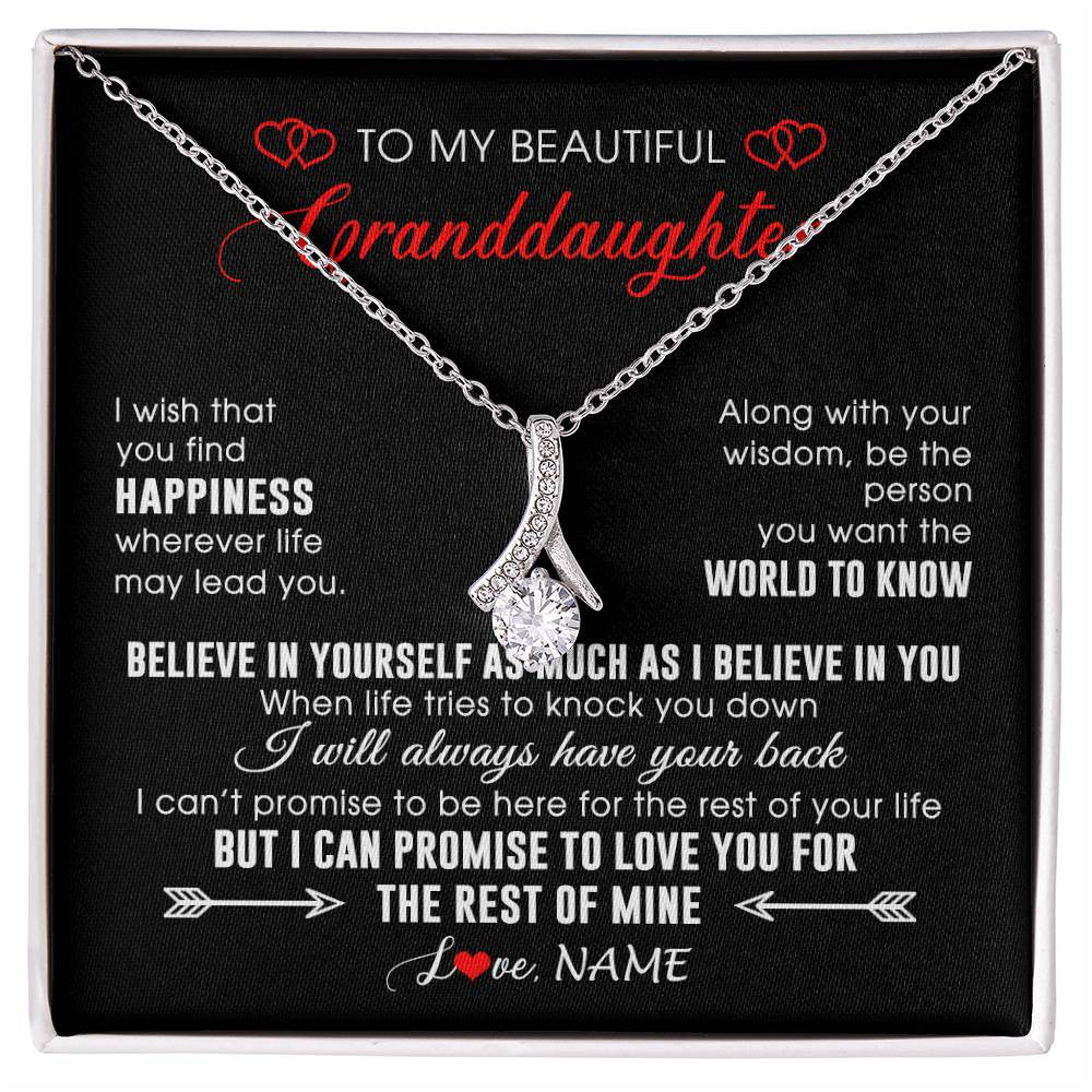 Personalized To My Beautiful Granddaughter Necklace From Grandma Papa Happiness Wherever Life Birthday Graduation Christmas Customized Gift Box Message Card