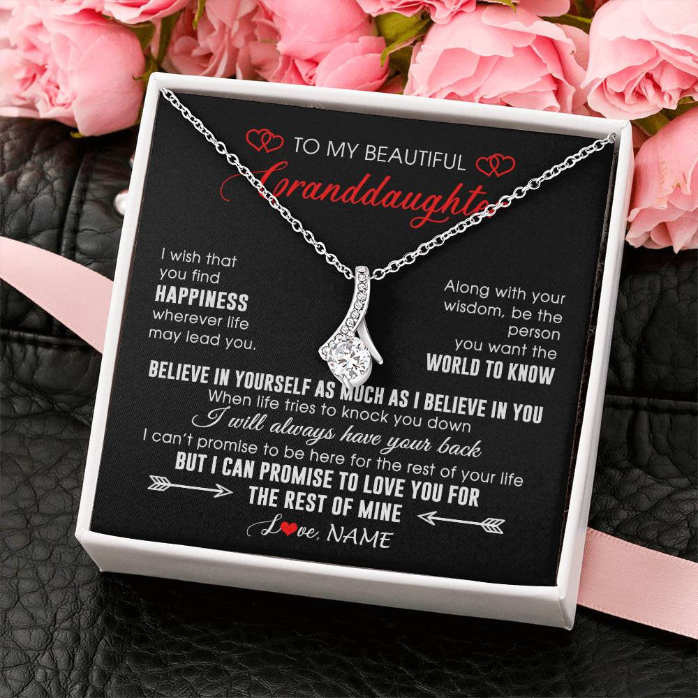 Personalized To My Beautiful Granddaughter Necklace From Grandma Papa Happiness Wherever Life Birthday Graduation Christmas Customized Gift Box Message Card