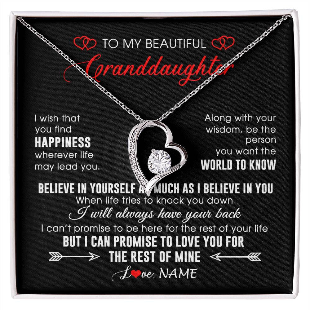 Personalized To My Beautiful Granddaughter Necklace From Grandma Papa Happiness Wherever Life Birthday Graduation Christmas Customized Gift Box Message Card