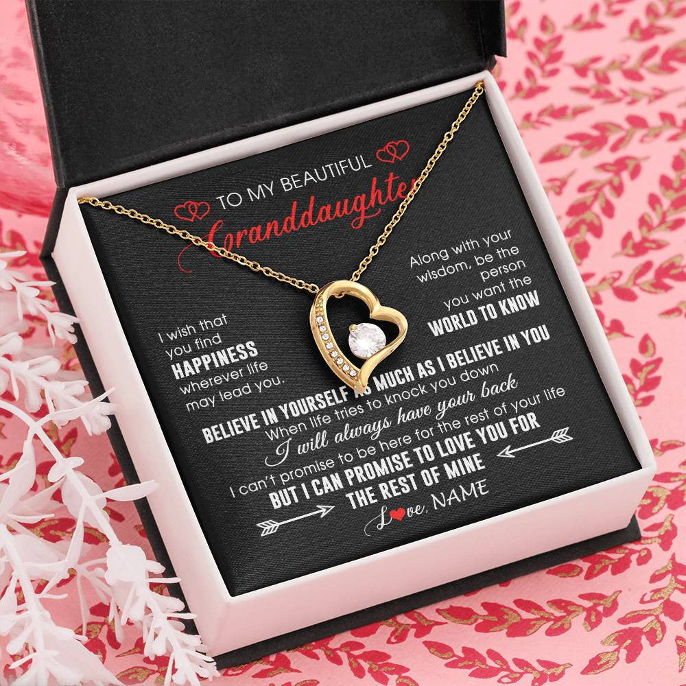 Personalized To My Beautiful Granddaughter Necklace From Grandma Papa Happiness Wherever Life Birthday Graduation Christmas Customized Gift Box Message Card