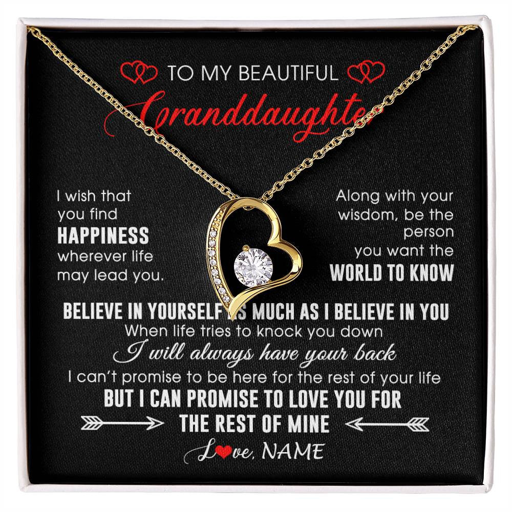 Personalized To My Beautiful Granddaughter Necklace From Grandma Papa Happiness Wherever Life Birthday Graduation Christmas Customized Gift Box Message Card