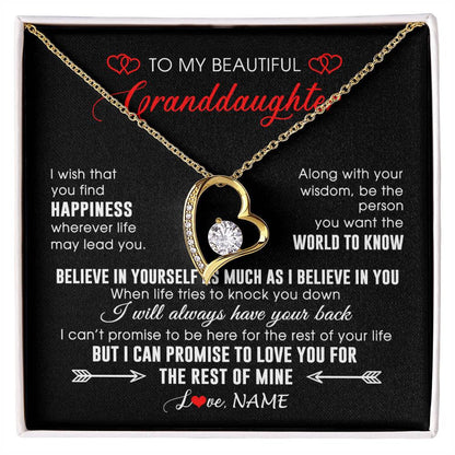 Personalized To My Beautiful Granddaughter Necklace From Grandma Papa Happiness Wherever Life Birthday Graduation Christmas Customized Gift Box Message Card