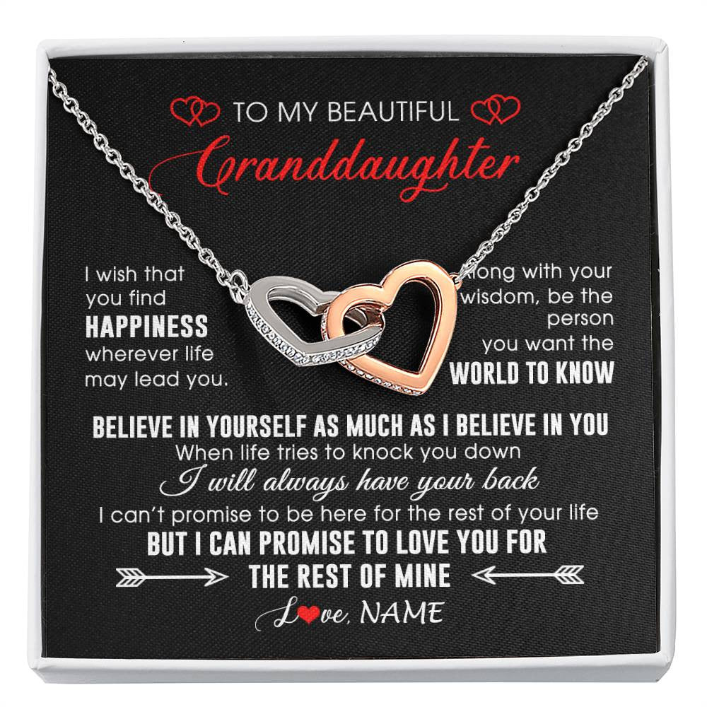 Personalized To My Beautiful Granddaughter Necklace From Grandma Papa Happiness Wherever Life Birthday Graduation Christmas Customized Gift Box Message Card