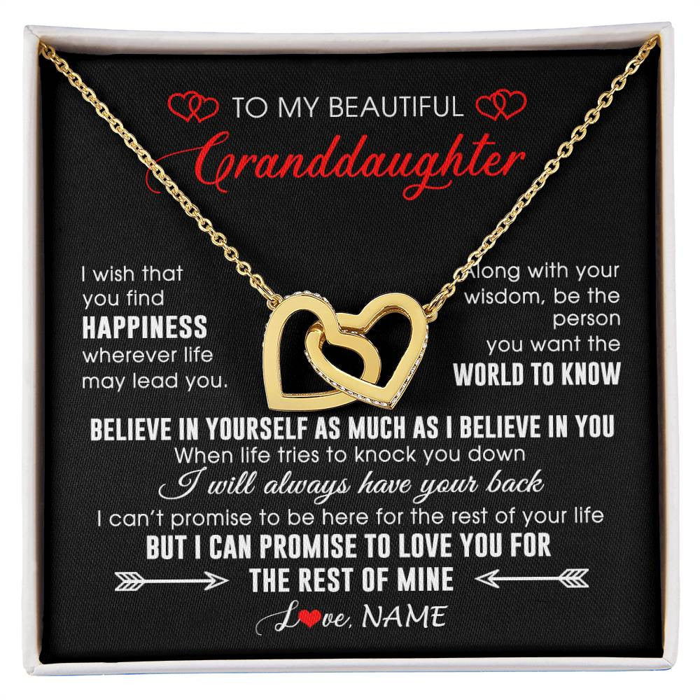 Personalized To My Beautiful Granddaughter Necklace From Grandma Papa Happiness Wherever Life Birthday Graduation Christmas Customized Gift Box Message Card