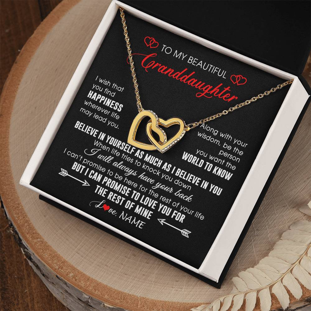 Personalized To My Beautiful Granddaughter Necklace From Grandma Papa Happiness Wherever Life Birthday Graduation Christmas Customized Gift Box Message Card