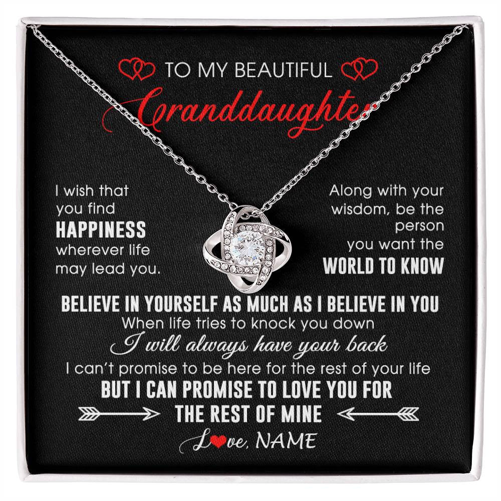 Personalized To My Beautiful Granddaughter Necklace From Grandma Papa Happiness Wherever Life Birthday Graduation Christmas Customized Gift Box Message Card
