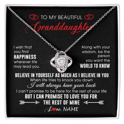 Personalized To My Beautiful Granddaughter Necklace From Grandma Papa Happiness Wherever Life Birthday Graduation Christmas Customized Gift Box Message Card