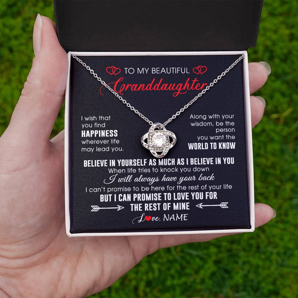 Personalized To My Beautiful Granddaughter Necklace From Grandma Papa Happiness Wherever Life Birthday Graduation Christmas Customized Gift Box Message Card