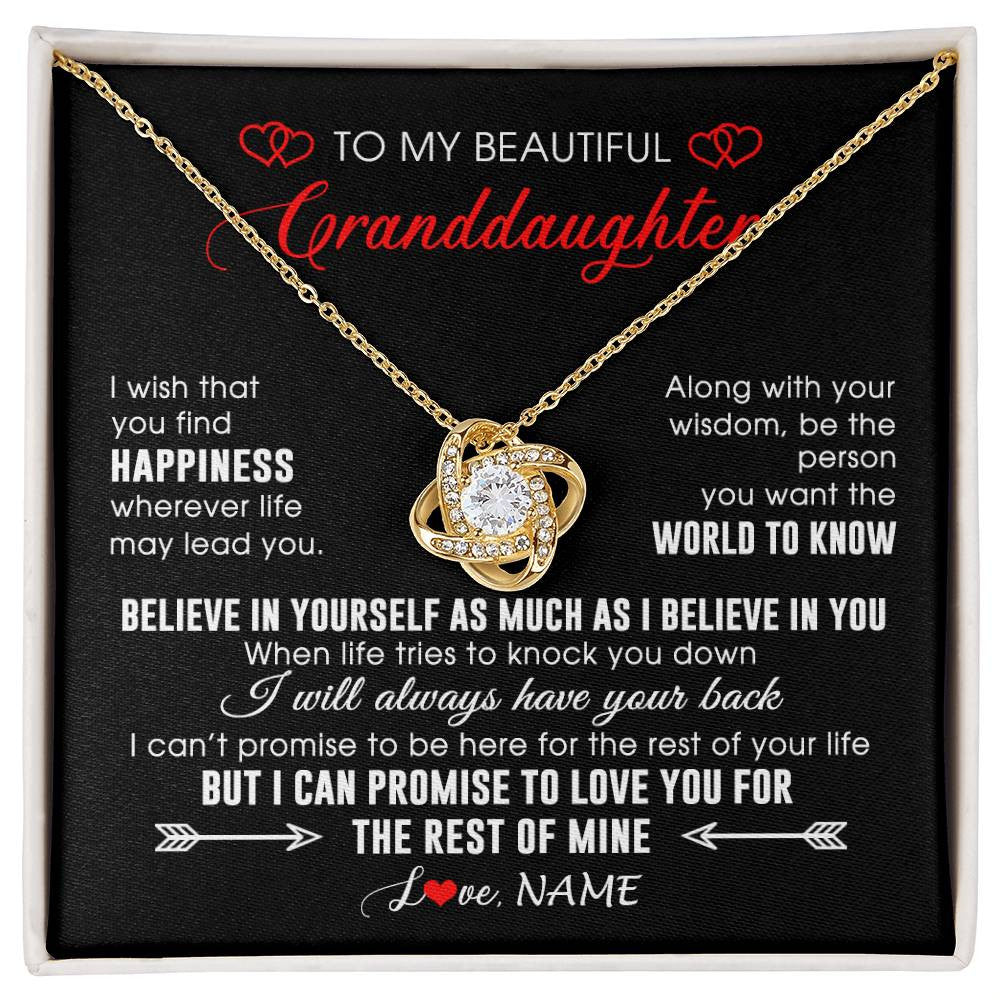 Personalized To My Beautiful Granddaughter Necklace From Grandma Papa Happiness Wherever Life Birthday Graduation Christmas Customized Gift Box Message Card