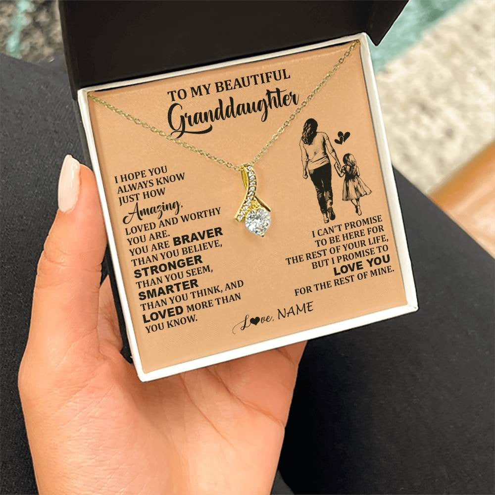Personalized To My Beautiful Granddaughter Necklace From Grandma Promise To Love You Granddaughter Birthday Jewelry Christmas Customized Gift Box Message Card