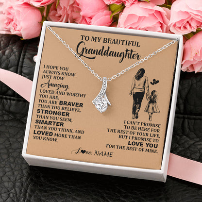 Personalized To My Beautiful Granddaughter Necklace From Grandma Promise To Love You Granddaughter Birthday Jewelry Christmas Customized Gift Box Message Card