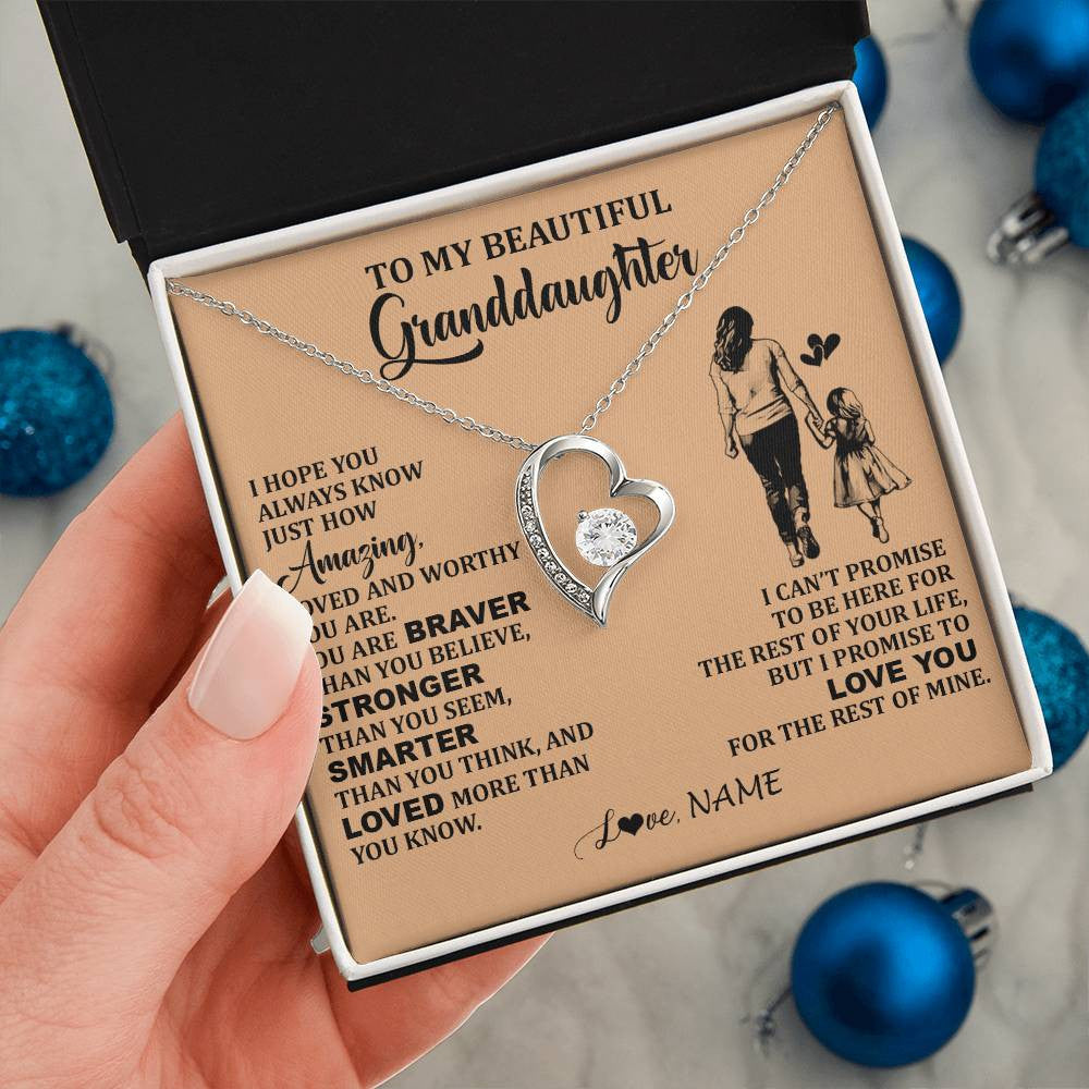 Personalized To My Beautiful Granddaughter Necklace From Grandma Promise To Love You Granddaughter Birthday Jewelry Christmas Customized Gift Box Message Card