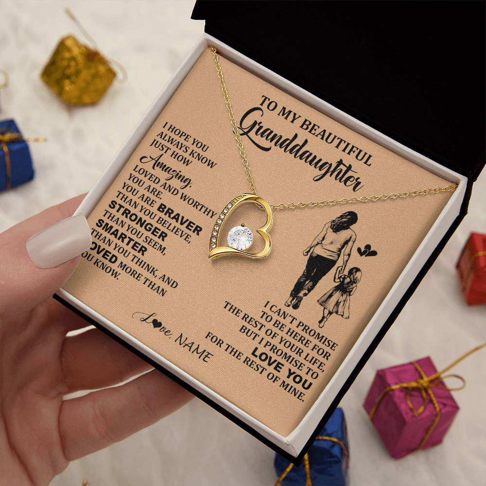 Personalized To My Beautiful Granddaughter Necklace From Grandma Promise To Love You Granddaughter Birthday Jewelry Christmas Customized Gift Box Message Card