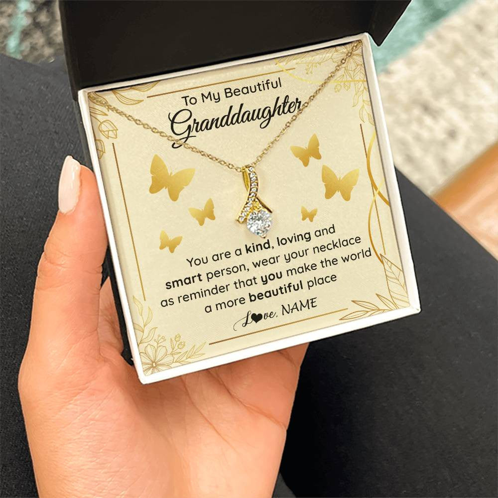 Personalized To My Beautiful Granddaughter Necklace From Grandma You Are A Kind Loving Granddaughter Birthday Christmas Customized Gift Box Message Card