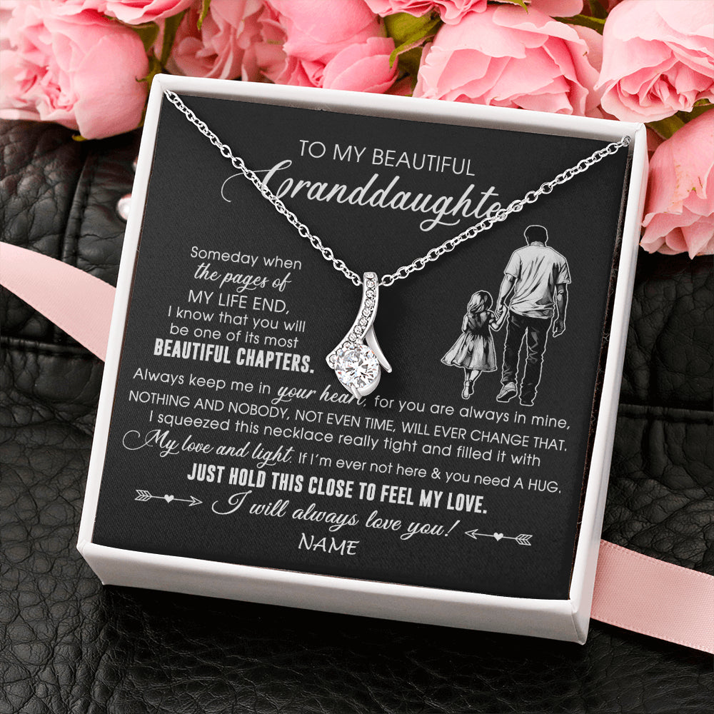 Personalized To My Beautiful Granddaughter Necklace From Grandpa Always Love You Granddaughter Birthday Graduation Christmas Customized Gift Box Message Card