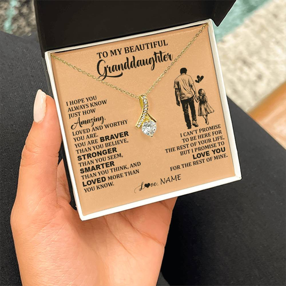 Personalized To My Beautiful Granddaughter Necklace From Grandpa Promise To Love You Granddaughter Birthday Jewelry Christmas Customized Gift Box Message Card