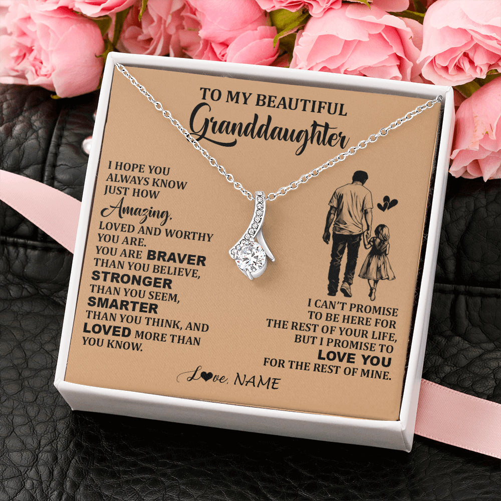 Personalized To My Beautiful Granddaughter Necklace From Grandpa Promise To Love You Granddaughter Birthday Jewelry Christmas Customized Gift Box Message Card