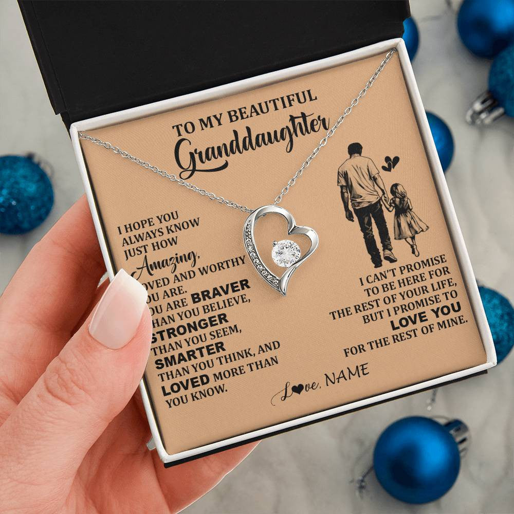 Personalized To My Beautiful Granddaughter Necklace From Grandpa Promise To Love You Granddaughter Birthday Jewelry Christmas Customized Gift Box Message Card