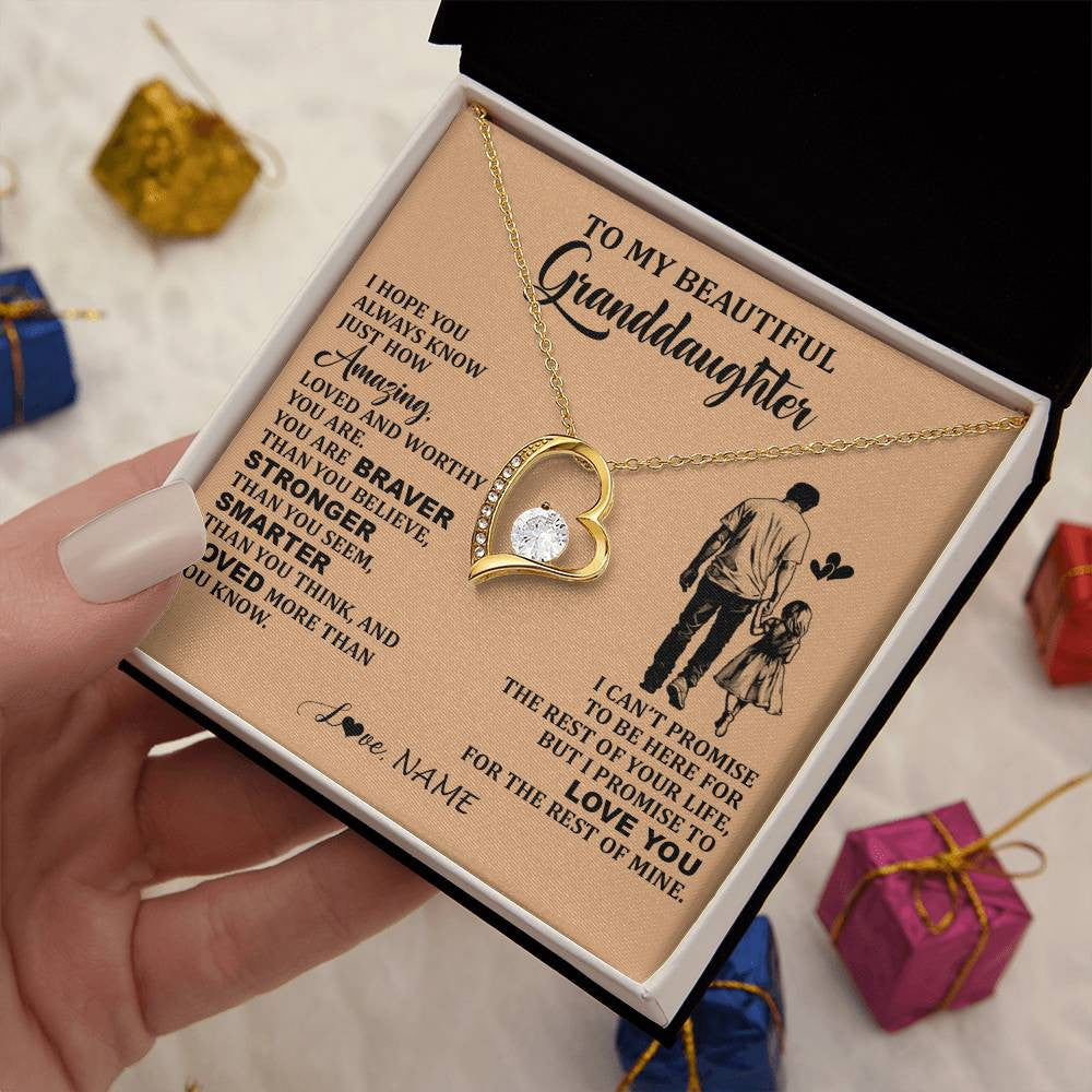 Personalized To My Beautiful Granddaughter Necklace From Grandpa Promise To Love You Granddaughter Birthday Jewelry Christmas Customized Gift Box Message Card
