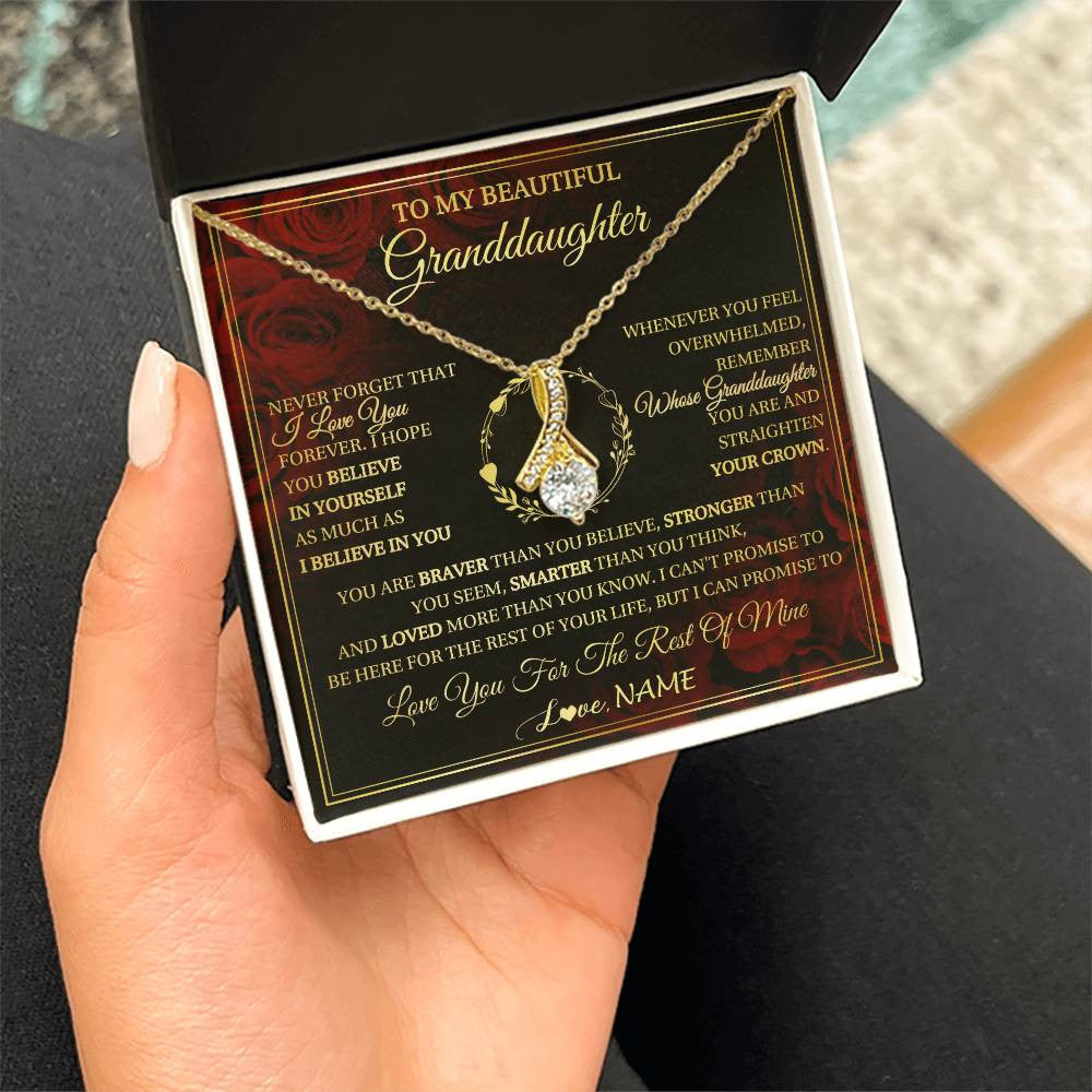 Personalized To My Beautiful Granddaughter Necklace Gift From Grandma Gigi I Love You Granddaughter Birthday Gifts Christmas Customized Gift Box Message Card