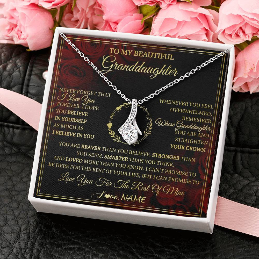 Personalized To My Beautiful Granddaughter Necklace Gift From Grandma Gigi I Love You Granddaughter Birthday Gifts Christmas Customized Gift Box Message Card
